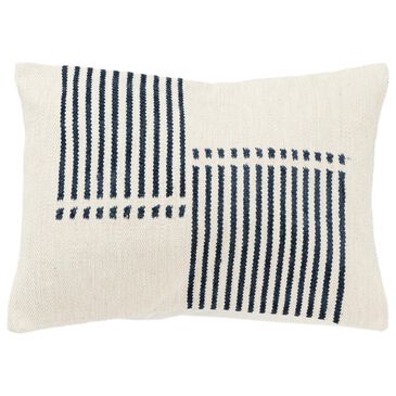 Rizzy Home 14" x 20" Striped Down Filled Lumbar Pillow in Natural and Blue, , large
