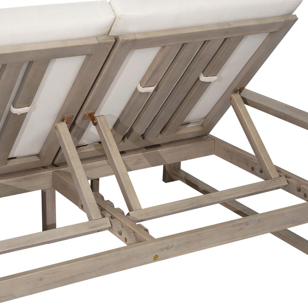 HOMLUX Patio 2-Person Lounge Chair with Grey Frame in Beige, , large