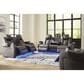 Ashley Fyne-Dyme  Faux Leather Power Reclining Loveseat with Console in Shadow, , large