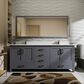 Lexora Home Jacques 72" Double Bathroom Vanity in Dark Grey with 2 cm White Quartz Top and Rectangular Sinks, , large