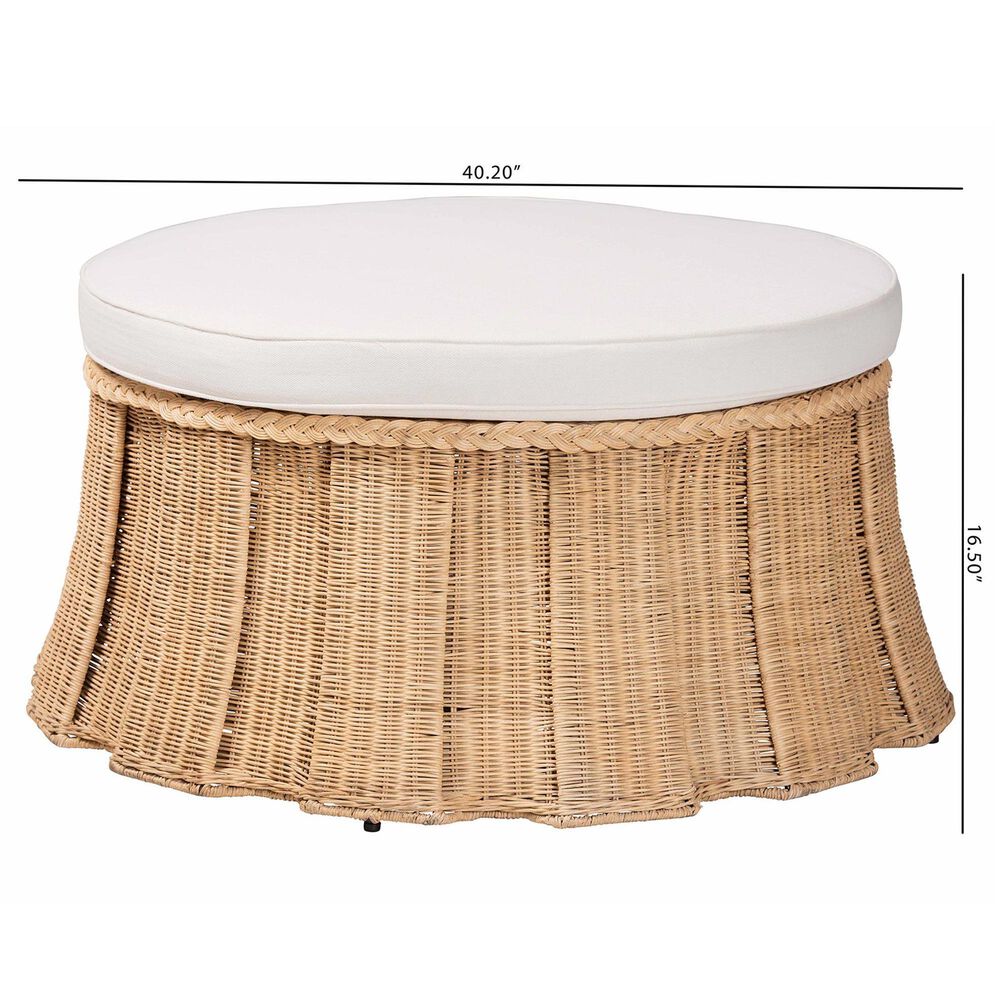 bali &amp; pari Ying Large Round Ottoman in Neutral, , large