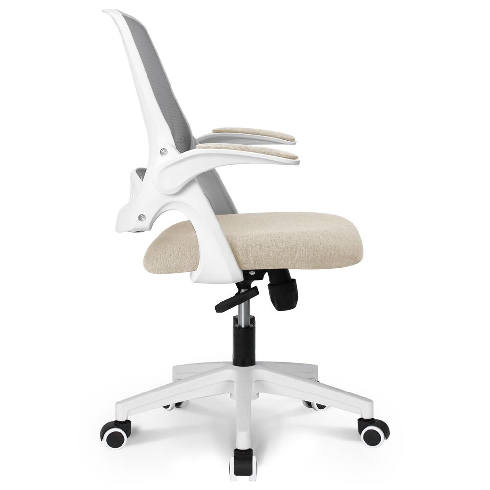 HOMLUX Swivel Ergonomic Office Chair with Flip Up Arms in Beige, , large