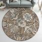 Dalyn Rug Company Silk Road Chocolate, Ivory, Gold, Copper, Blue, Teal and Mocha 8" Round Area Rug, , large