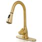 MS International AcquaLuxe Curved Pull-Down Sprayer Kitchen Sink Faucet in Gold, , large
