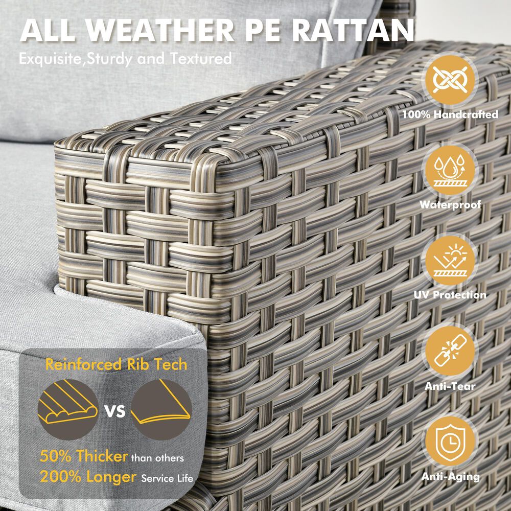 HOMLUX 9-Piece Modular Patio Conversation Set in Black, , large