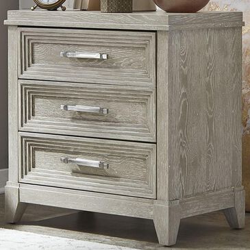 Belle Furnishings Belmar 3 Drawer Night Stand in Washed Taupe and Silver Champagne, , large