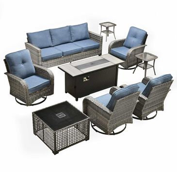 HOMLUX 9-Piece Outdoor  Conversation Set  in Denim Blue, , large