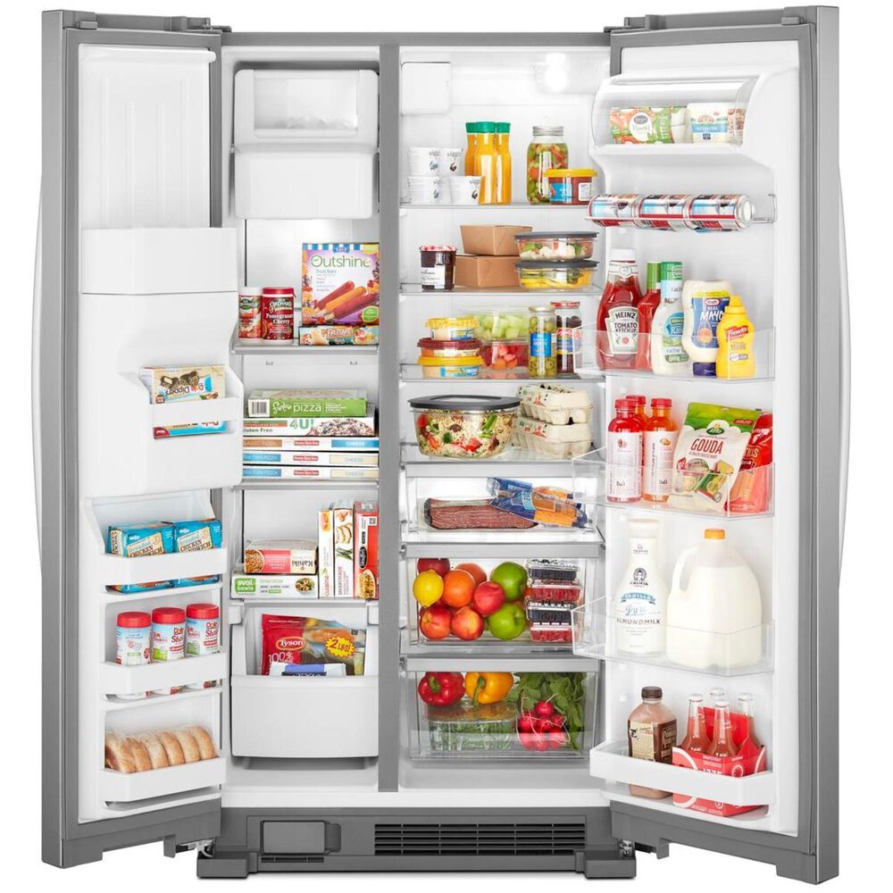 Whirlpool 21.4 Cu. Ft. 33&quot; Wide Side-by-Side Refrigerator in Fingerprint Resistant Stainless Steel, , large