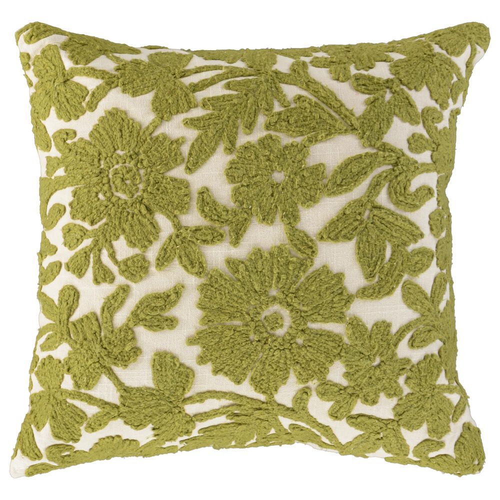 RIZZY 20" Square Throw Pillow in Natural and Green, , large