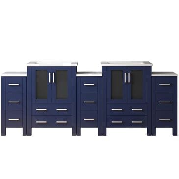 Lexora Home Volez 84" Double Bathroom Vanity in Navy Blue with White Ceramic Top and Rectangular Sinks, , large