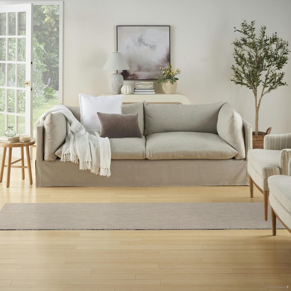 Nourison Courtyard Ivory and Silver 2&#39;2&quot; x 8&#39; Indoor/Outdoor Runner, , large