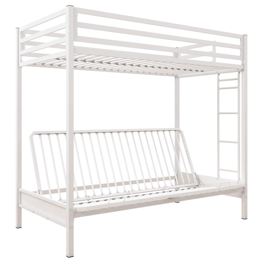 DHP Mabel Twin Over Futon Bunk Bed in White, , large