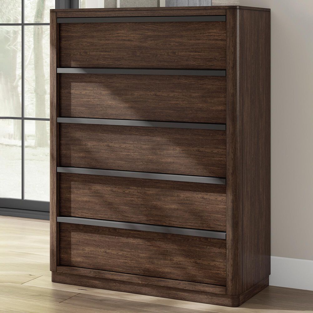 Millenium Dilenno 5 Ball Bearing Smooth Gliding Drawer Chest in Dark Brown, , large