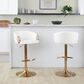 LumiSource Claire Swivel Adjustable Barstool with White Faux Leather Upholstery in Gold (Set of 2), , large
