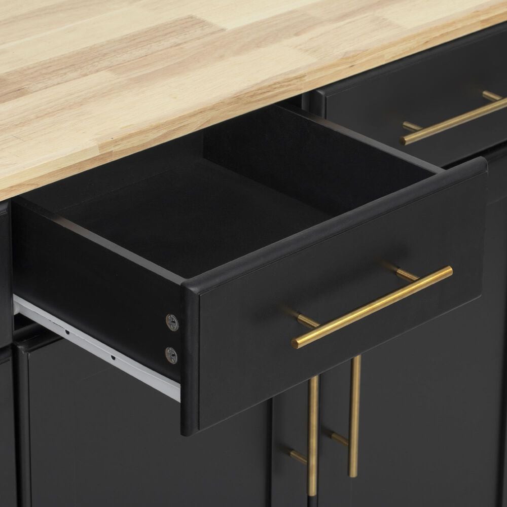 HOMLUX 59.3'' Kitchen Island with Trash Can Storage in Black and Natural, , large