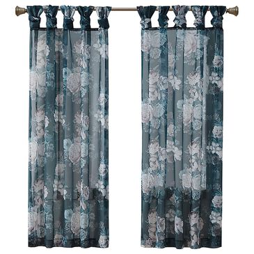 Hampton Park Simone 84" x 50" Twist Tab Top Voile Sheer Curtain in Navy, , large