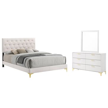 Pacific Landing Kendall 3-Piece Queen Upholstered Bedroom Set in Gold and White, , large