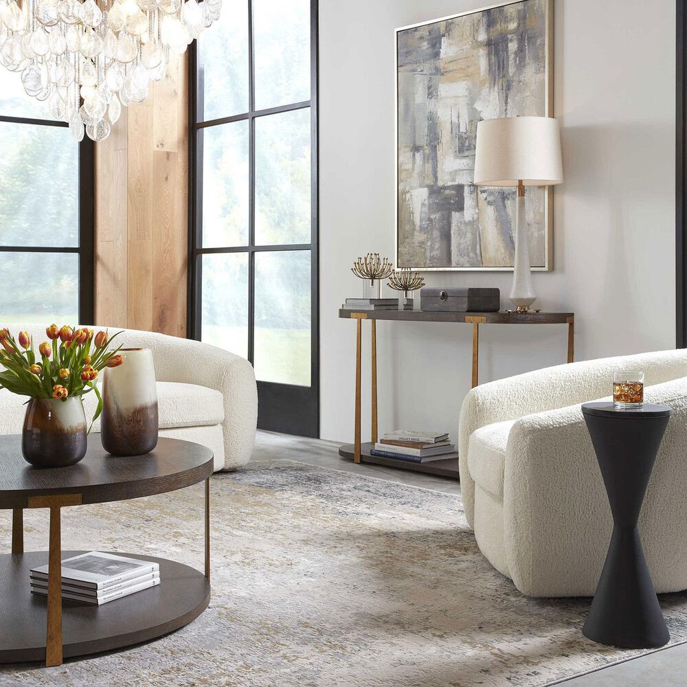 Uttermost Palisade Console Table in Coffee Oak and Antique Gold, , large
