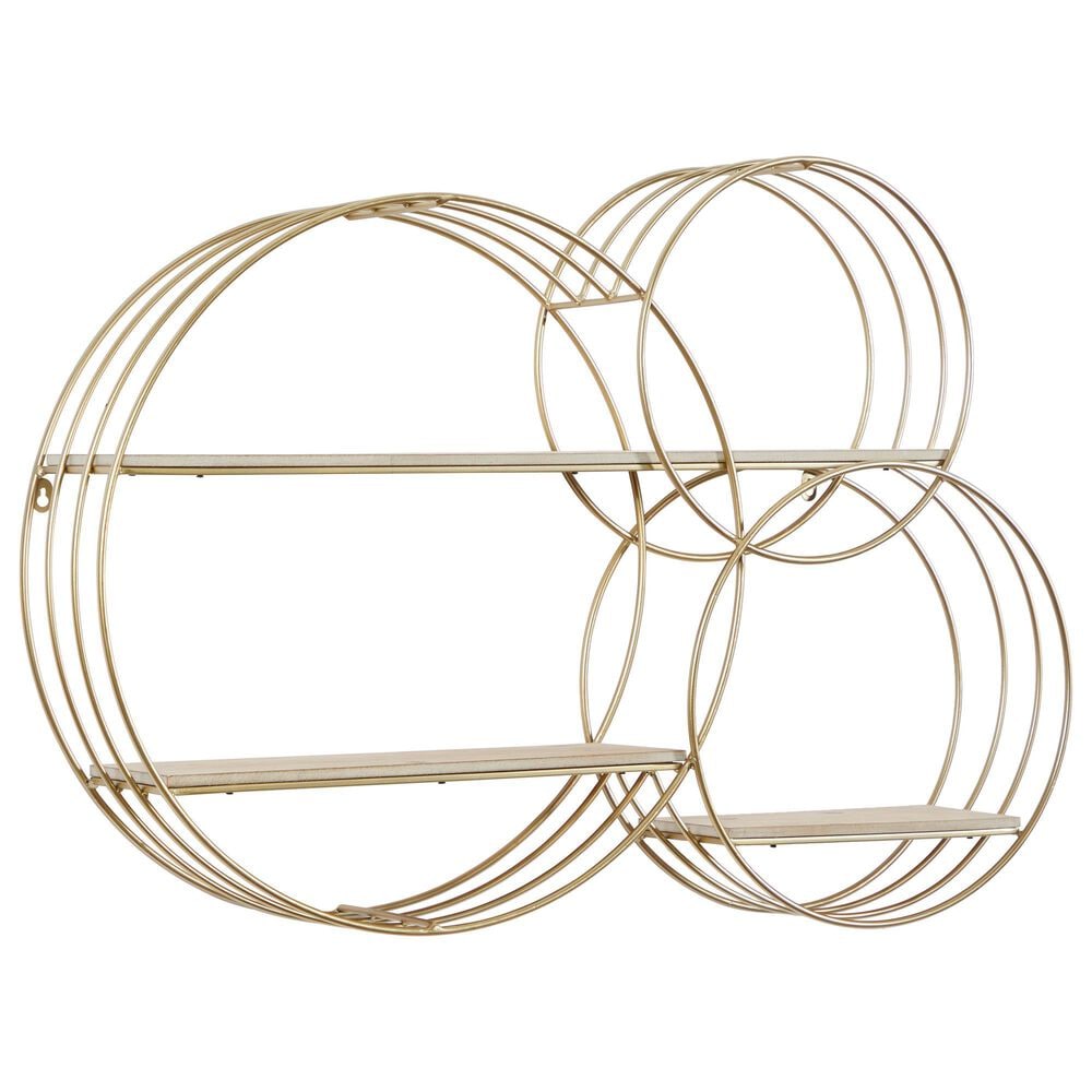 Maple and Jade Circles Metal Wall Shelf in Gold, , large