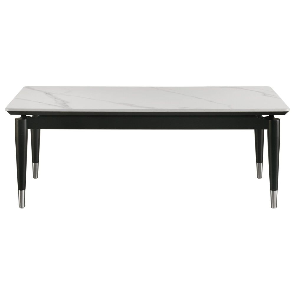Furniture of America Kalor Coffee Table in Black, White and Silver, , large