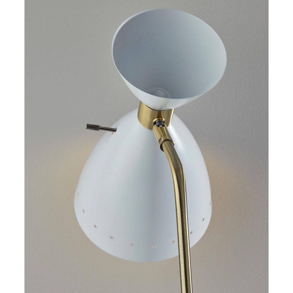Adesso Oscar Floor Lamp in White and Antique Brass, , large