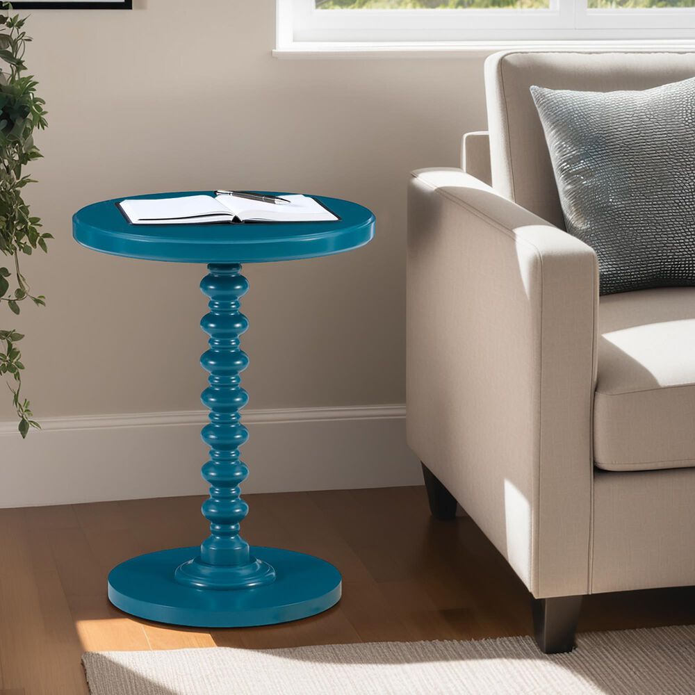Linon Home Decor Aurora Round Side Table in Teal, , large