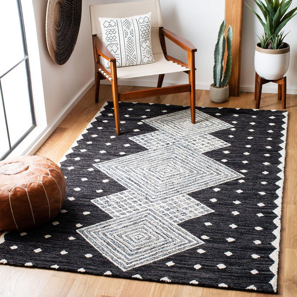 Safavieh Micro-Loop MLP171H 4&#39; x 6&#39; Charcoal and Ivory Area Rug, , large