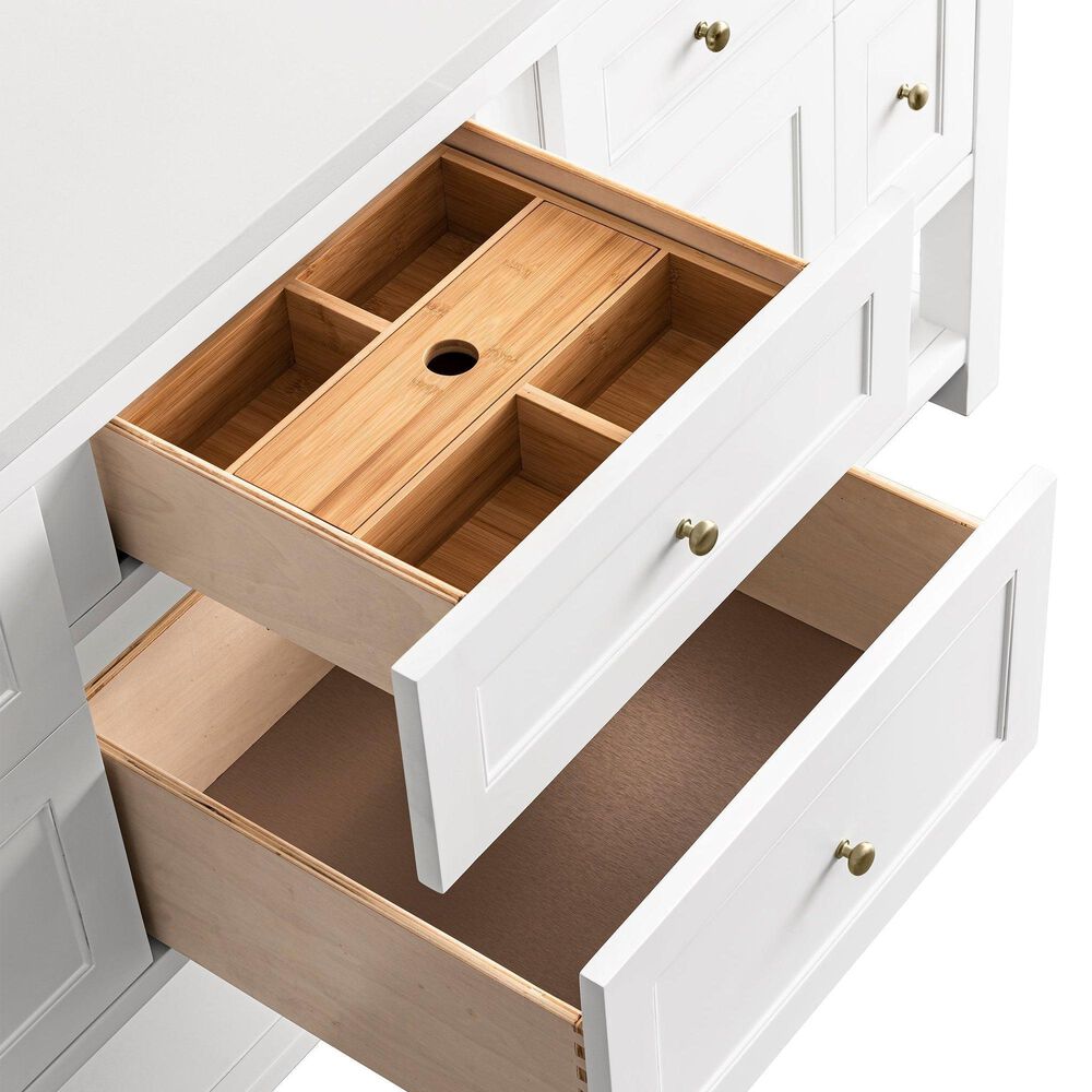 James Martin Vanities Breckenridge 72&quot; Double Bathroom Vanity in Bright White with 3 cm Eternal Marfil Quartz Top and Rectangular Sinks, , large