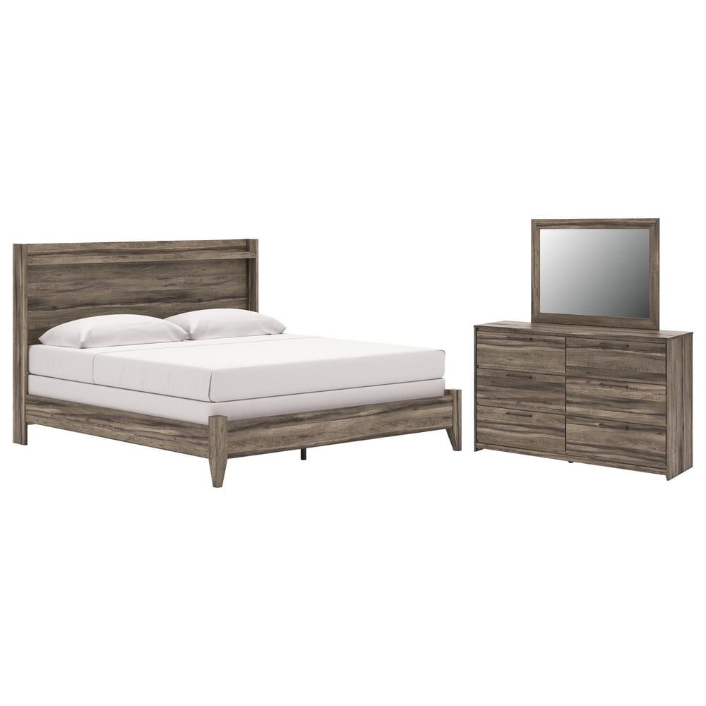 Ashley Elbrim 3-Piece King Panel Bedroom Set in Weathered Brown, , large