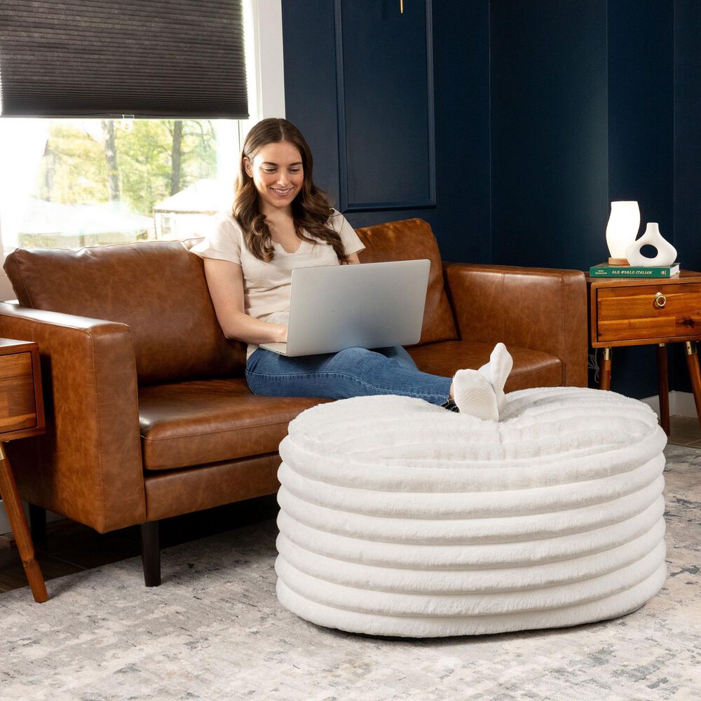 Jaxx Paran Oval Ottoman in Mondo White, , large