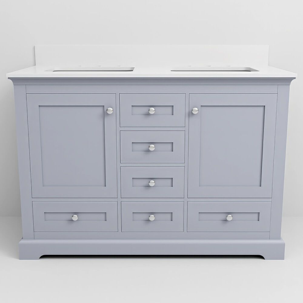 Lexora Home Dukes 48" Double Bathroom Vanity in Dark Grey with 2 cm White Quartz Top and Rectangular Sinks, , large