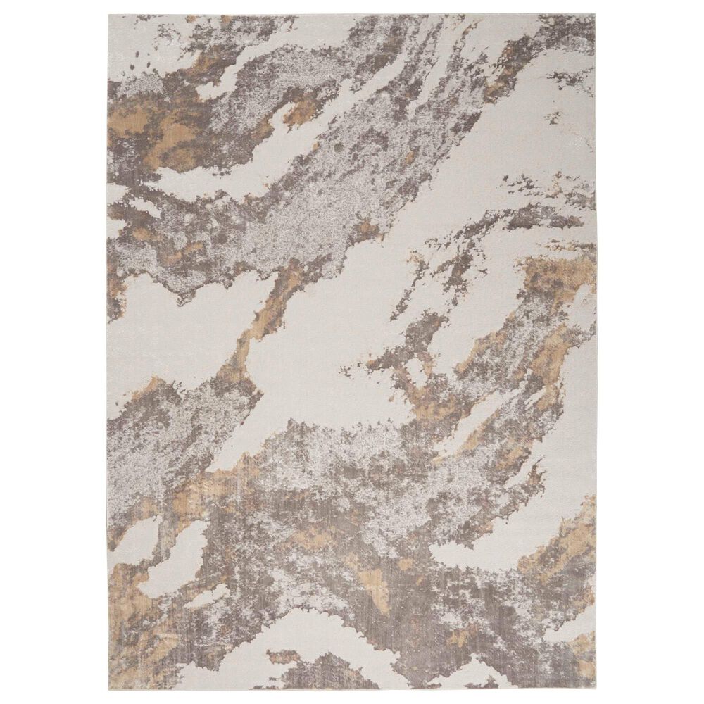 Nourison Silky Textures SLY03 7"10" x 10"6" Brown and Ivory Area Rug, , large