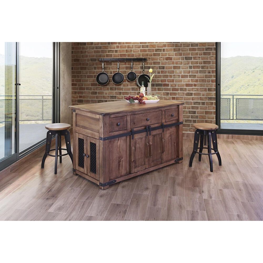 Fallridge Parota 3-Drawer Kitchen Island in Natural ...