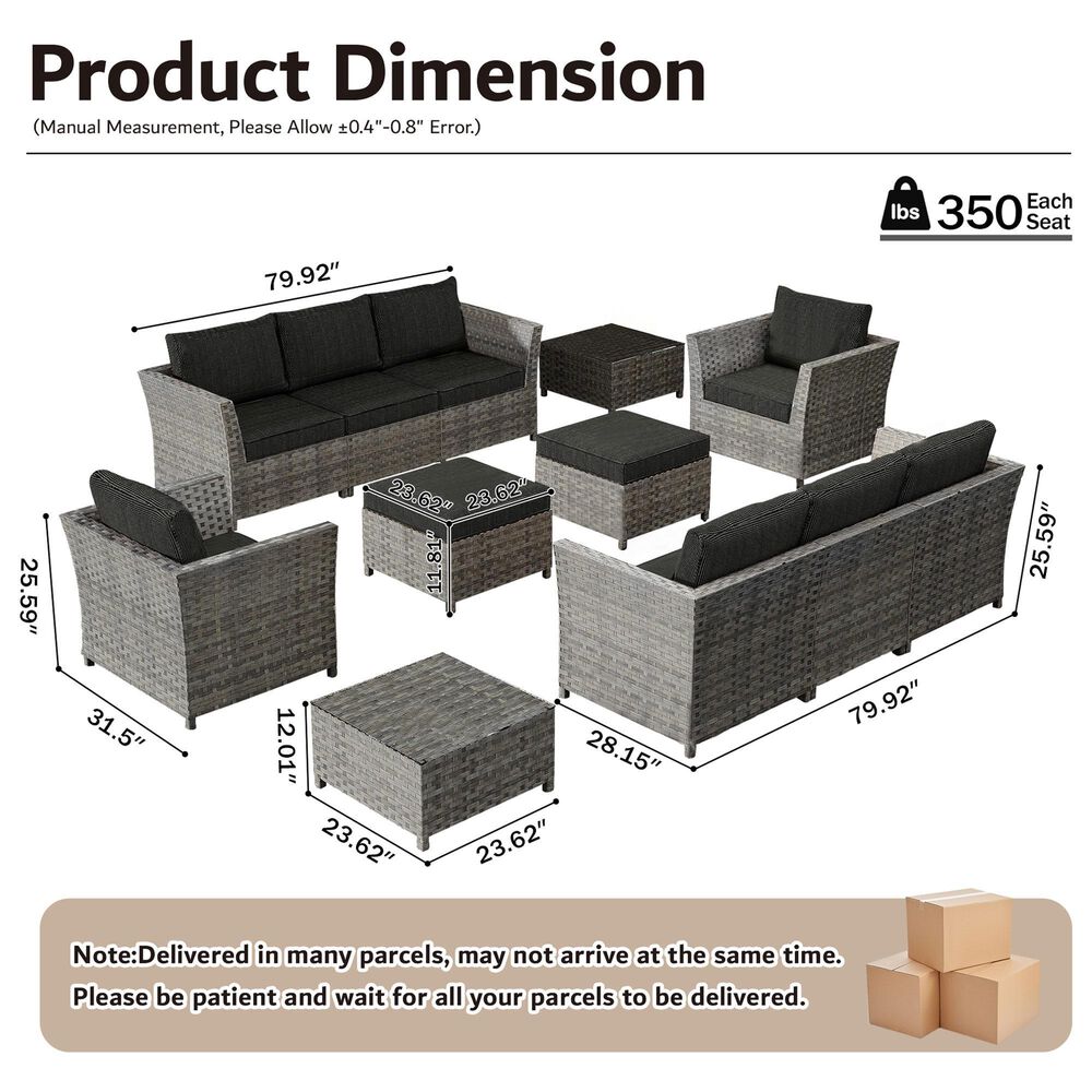 HOMLUX 12-Piece Patio Conversation Set in Black, , large