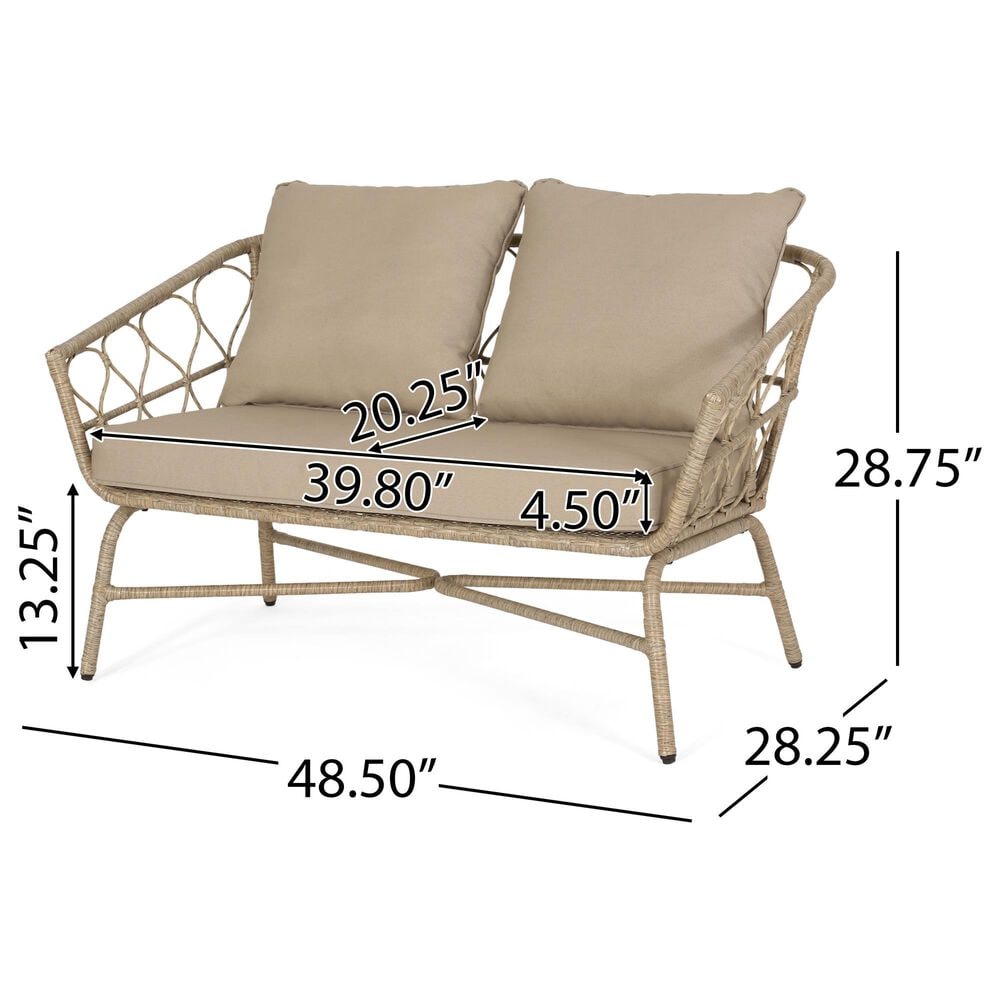 Hearth and Haven Bruce Outdoor Loveseat with Cushions in Brown, , large