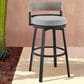 Armen Living Encinitas Patio Swivel Counter Height Bar Stool with Dark Gray Cushion in Black, , large