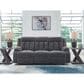 Ashley Observation Power Reclining Sofa with Drop Down Table in Steel Velvet, , large