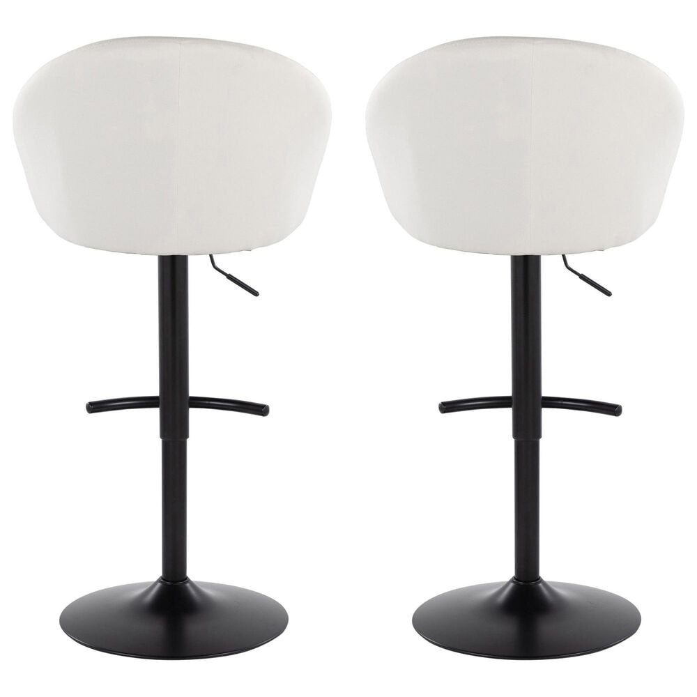 LumiSource Matisse Adjustable Swivel Barstool with Cream Fabric Upholstery in Black (Set of 2), , large
