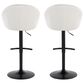 LumiSource Matisse Adjustable Swivel Barstool with Cream Fabric Upholstery in Black (Set of 2), , large