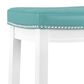 Linon Home Decor Claridge Counter Stool with Teal Cushion in White, , large