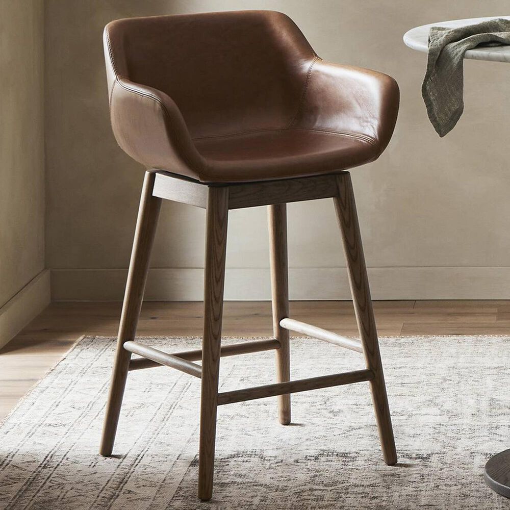 Four Hands Hannah Swivel Counter Stool in Amber Ash, , large