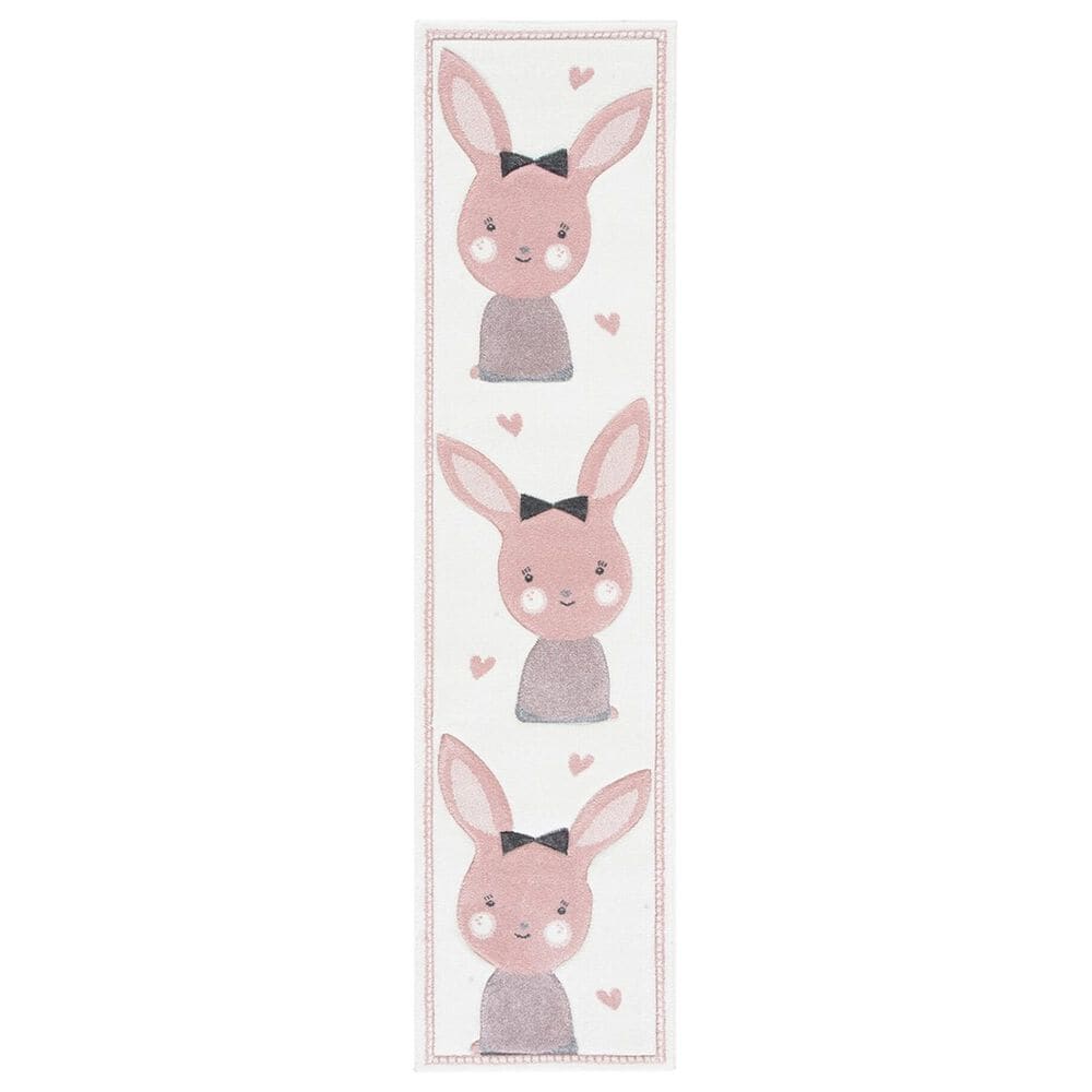 Safavieh Carousel CRK166 2" x 8" Ivory and Pink Kids Runner, , large