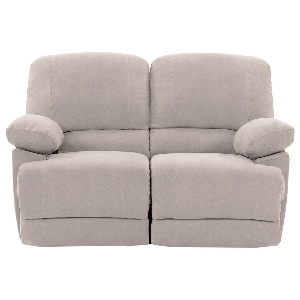 CorLiving Lea Reclining Console Sofa with Cupholders in Beige Fabric, , large