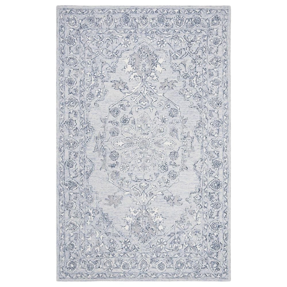 Safavieh Micro-Loop MLP504M 3" x 5" Light Blue and Ivory Area Rug, , large