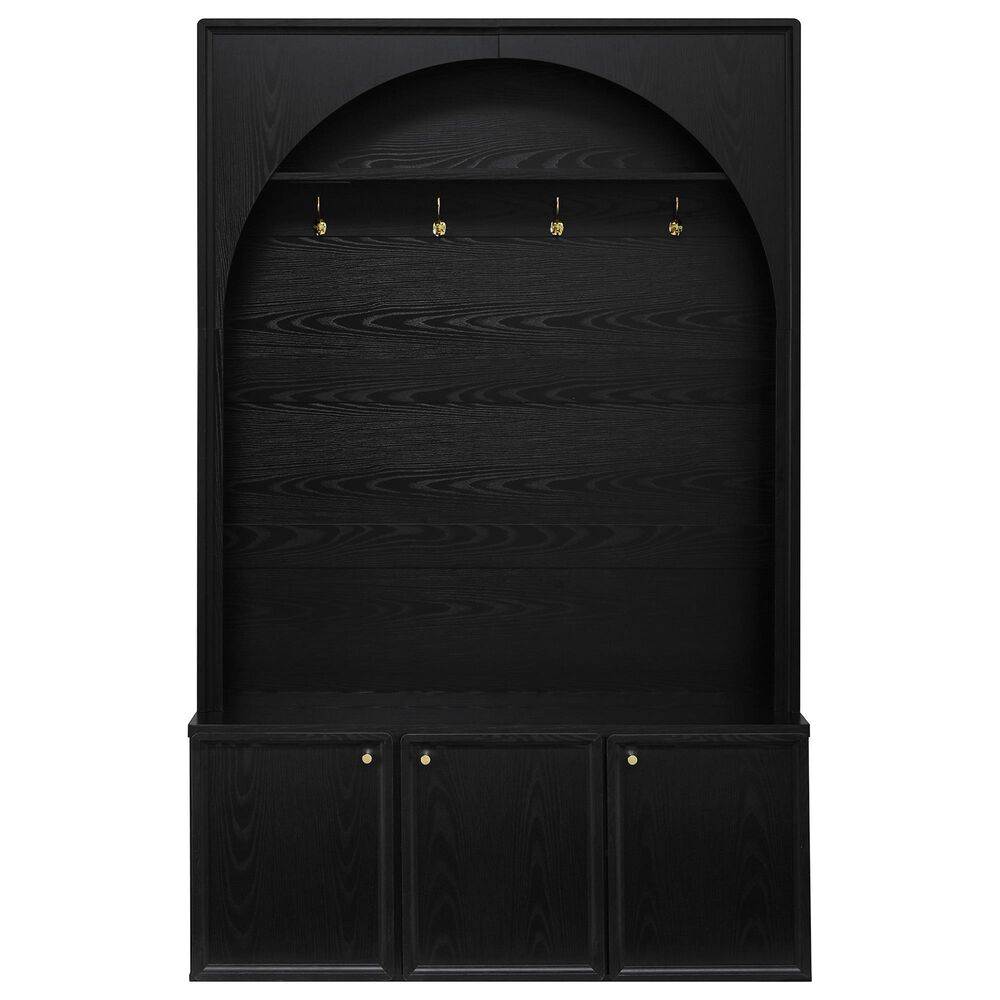 HOMLUX 4-Hook Hall Tree with Entryway Storage Bench in Black, , large