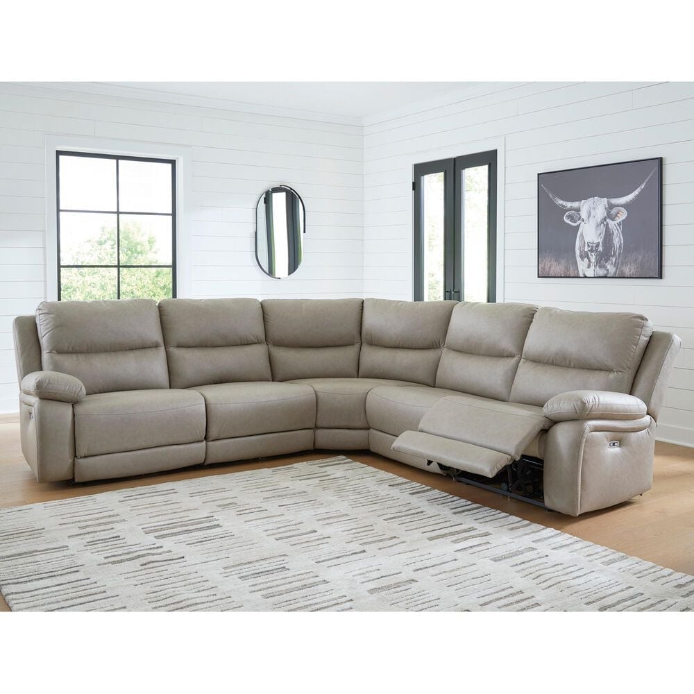 Ashley Narwhal Place 5-Piece Power Reclining Symmetrical Sectional in Pebble, , large