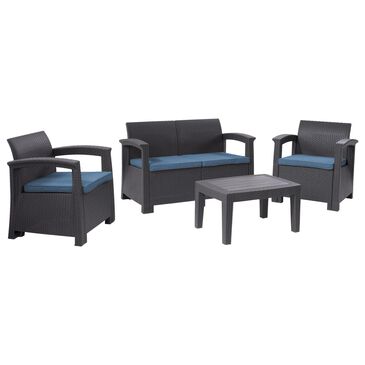 CorLiving Lake Front 4-Piece Patio Sofa Set in Black, , large