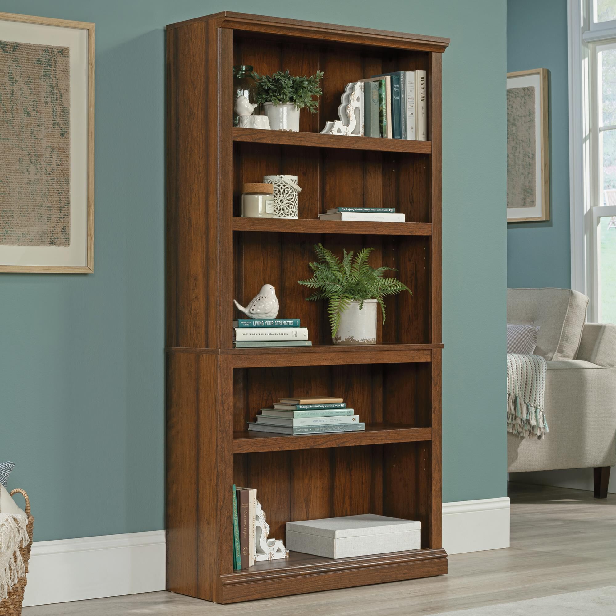 Sauder Miscellaneous Storage 5-Shelf Bookcase in Washington Cherry