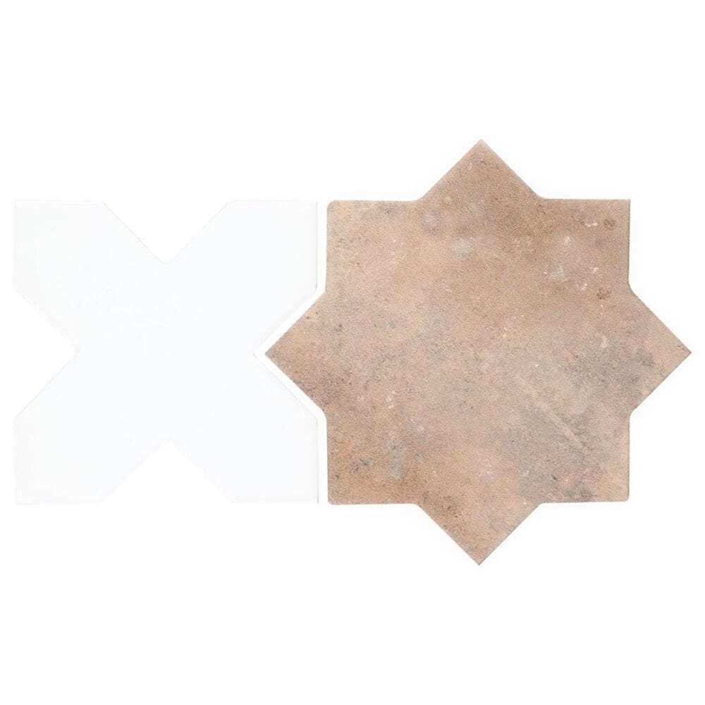 Soho Studio Malta Cotto Star and White Cross 6" x 6" Porcelain Tile Kit, , large