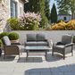HOMLUX 4-Piece Patio Conversation Set with Grey Wicker in Dark Gray, , large